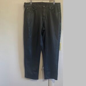American Eagle Faux Leather Pants Women’s 16 Regular Black High‎ Rise Straight
